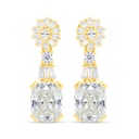 Sterling Silver 925 Earring Gold Plated Embedded With Yellow Zircon And White CZ