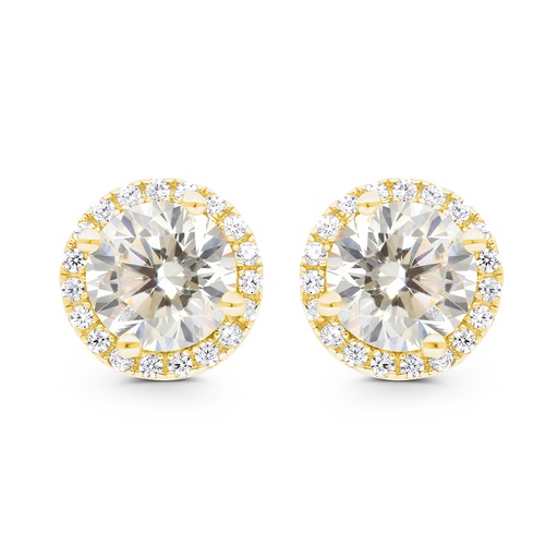 [EAR02CIT00WCZC071] Sterling Silver 925 Earring Gold Plated Embedded With Yellow Zircon And White CZ