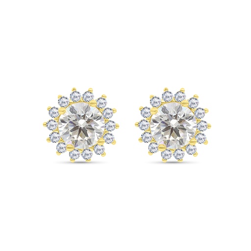 [EAR02WCZ00000C037] Sterling Silver 925 Earring Gold Plated Embedded With White CZ