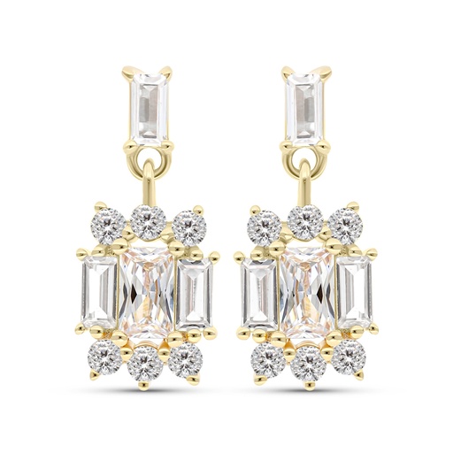 [EAR02WCZ00000C044] Sterling Silver 925 Earring Gold Plated Embedded With White CZ