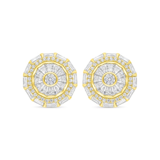 [EAR02WCZ00000C052] Sterling Silver 925 Earring Gold Plated Embedded With White CZ