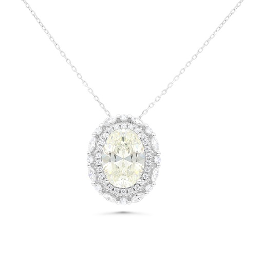 [NCL01CIT00WCZB177] Sterling Silver 925 Necklace Rhodium Plated Embedded With Yellow Zircon And White CZ