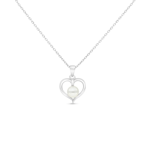 [NCL01MOP00000B145] Sterling Silver 925 Necklace Rhodium Plated Embedded With White Shell Pearl 