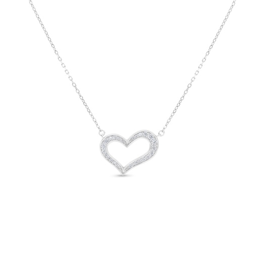 [NCL01WCZ00000B130] Sterling Silver 925 Necklace Rhodium Plated Embedded With White CZ
