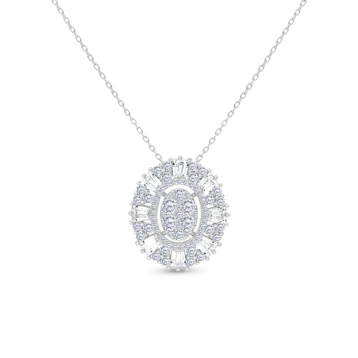 [NCL01WCZ00000B149] Sterling Silver 925 Necklace Rhodium Plated Embedded With White CZ