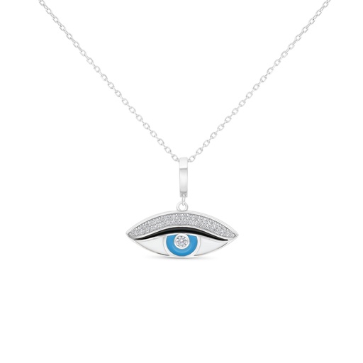 [NCL01WCZ00000B150] Sterling Silver 925 Necklace Rhodium Plated Embedded With White CZ