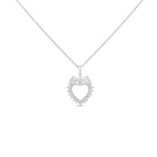 [NCL01WCZ00000B152] Sterling Silver 925 Necklace Rhodium Plated Embedded With White CZ