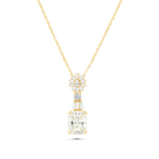 [NCL02CIT00WCZB131] Sterling Silver 925 Necklace Gold Plated Embedded With Yellow Zircon And White CZ