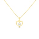Sterling Silver 925 Necklace Gold Plated Embedded With White Shell Pearl 