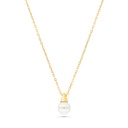Sterling Silver 925 Necklace Gold Plated Embedded With white Shell 