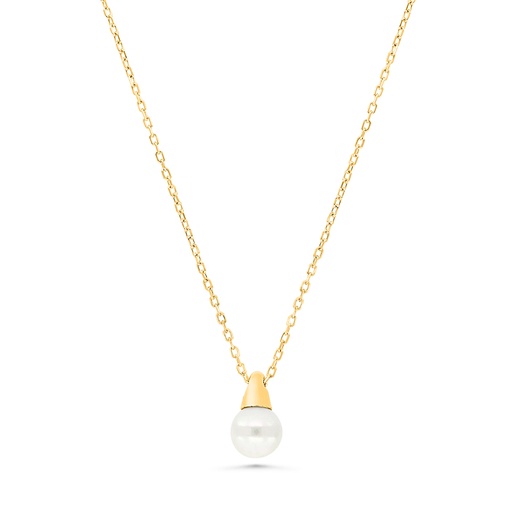 [NCL02PRL00000B154] Sterling Silver 925 Necklace Gold Plated Embedded With white Shell 