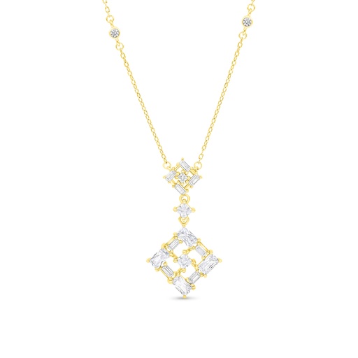 [NCL02WCZ00000B124] Sterling Silver 925 Necklace Gold Plated Embedded With White CZ