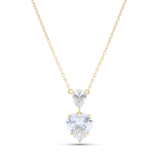 [NCL02WCZ00000B134] Sterling Silver 925 Necklace Gold Plated Embedded With White CZ