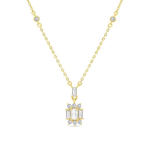 [NCL02WCZ00000B139] Sterling Silver 925 Necklace Gold Plated Embedded With White CZ