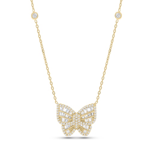[NCL02WCZ00000B148] Sterling Silver 925 Necklace Gold Plated Embedded With White CZ