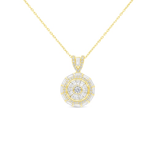 [NCL02WCZ00000B167] Sterling Silver 925 Necklace Gold Plated Embedded With White CZ
