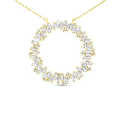 [NCL02WCZ00000B168] Sterling Silver 925 Necklace Gold Plated Embedded With White CZ