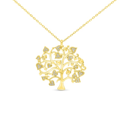 [NCL02WCZ00000B178] Sterling Silver 925 Necklace Gold Plated Embedded With White CZ
