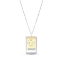 Sterling Silver 925 Necklace Rhodium And Gold Plated Embedded With White CZ