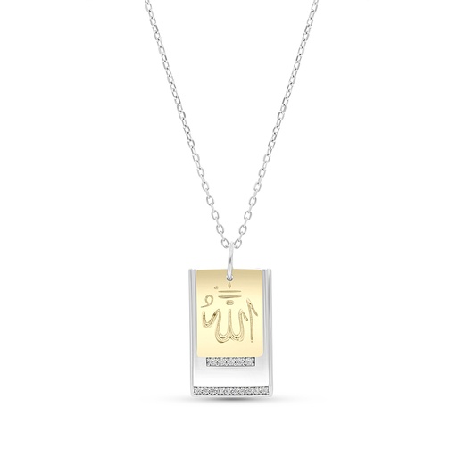 [NCL28WCZ00000B132] Sterling Silver 925 Necklace Rhodium And Gold Plated Embedded With White CZ