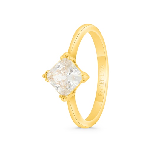 Sterling Silver 925 Ring Gold Plated Embedded With Yellow Zircon