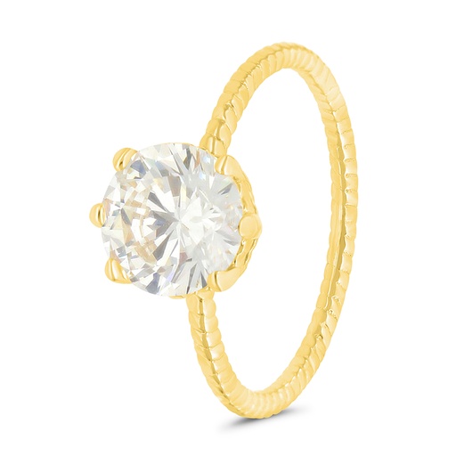 Sterling Silver 925 Ring Gold Plated Embedded With Yellow Zircon