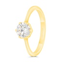 Sterling Silver 925 Ring Gold Plated Embedded With Yellow Zircon
