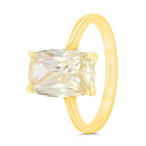 Sterling Silver 925 Ring Gold Plated Embedded With Yellow Zircon