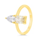 Sterling Silver 925 Ring Gold Plated Embedded With Yellow Zircon And White CZ