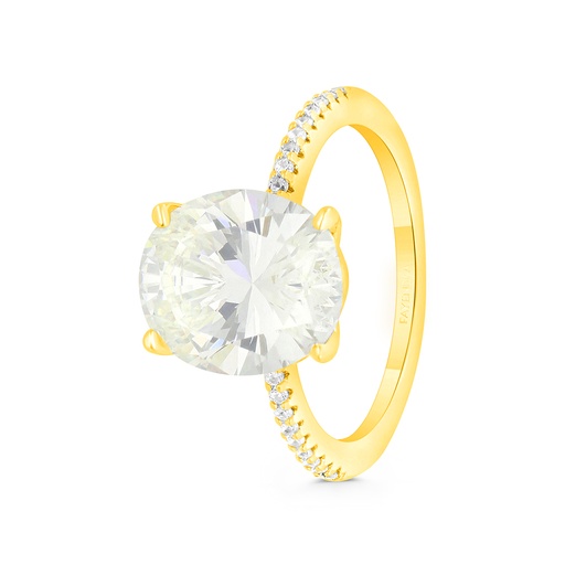 Sterling Silver 925 Ring Gold Plated Embedded With Yellow Zircon And White CZ