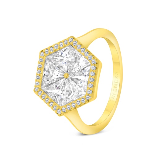 Sterling Silver 925 Ring Gold Plated Embedded With White CZ