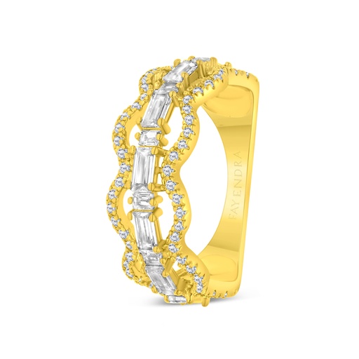 Sterling Silver 925 Ring Gold Plated Embedded With White CZ