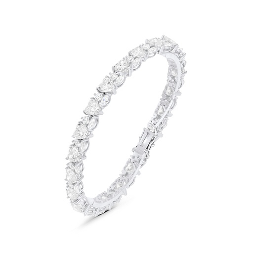 [BRC01WCZ00000B076] Sterling Silver 925 Bracelet Rhodium Plated Embedded With White CZ