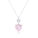 Sterling Silver 925 Necklace Rhodium Plated Embedded With pink Zircon And White CZ