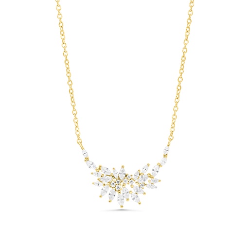 [NCL02WCZ00000B184] Sterling Silver 925 Necklace Gold Plated Embedded With White CZ
