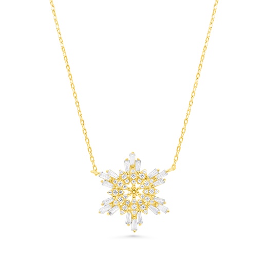 [NCL02WCZ00000B185] Sterling Silver 925 Necklace Gold Plated Embedded With White CZ