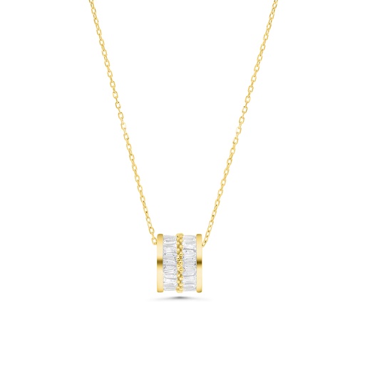 [NCL02WCZ00000B187] Sterling Silver 925 Necklace Gold Plated Embedded With White CZ