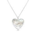 Sterling Silver 925 Necklace Rhodium Plated Embedded With White Shell