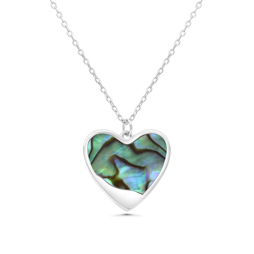 [NCL01ABA00000B191] Sterling Silver 925 Necklace Rhodium Plated Embedded With Blue Shell 