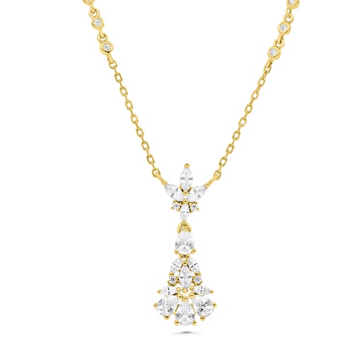 [NCL02WCZ00000B197] Sterling Silver 925 Necklace Gold Plated Embedded With White CZ