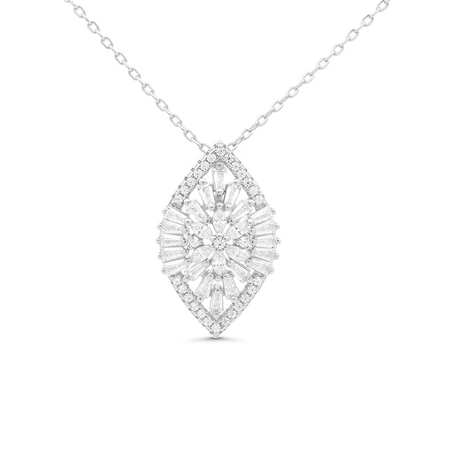 [NCL01WCZ00000B199] Sterling Silver 925 Necklace Rhodium Plated Embedded With White CZ