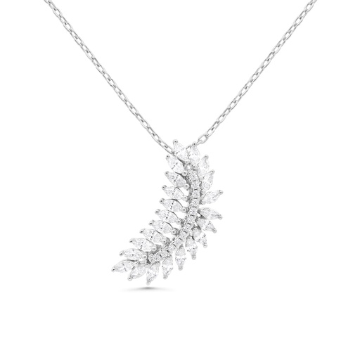 [NCL01WCZ00000B200] Sterling Silver 925 Necklace Rhodium Plated Embedded With White CZ
