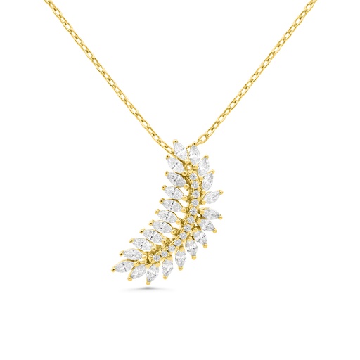 [NCL02WCZ00000B200] Sterling Silver 925 Necklace Gold Plated Embedded With White CZ