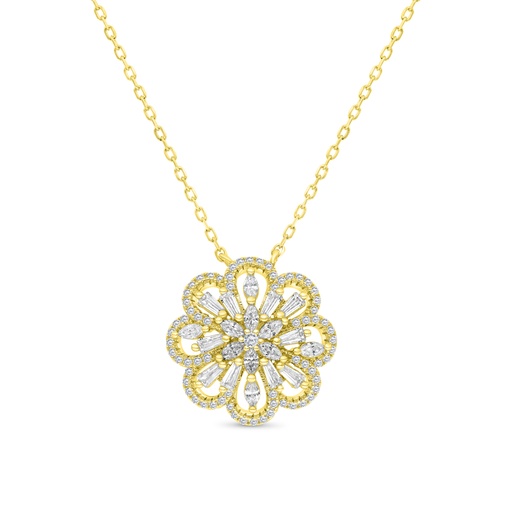 [NCL02WCZ00000B203] Sterling Silver 925 Necklace Gold Plated Embedded With White CZ