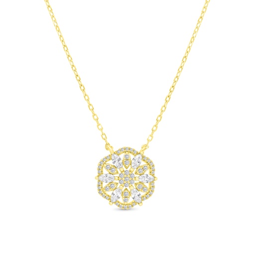 [NCL02WCZ00000B204] Sterling Silver 925 Necklace Gold Plated Embedded With White CZ