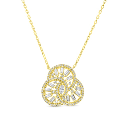 [NCL02WCZ00000B205] Sterling Silver 925 Necklace Gold Plated Embedded With White CZ