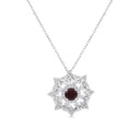 Sterling Silver 925 Necklace Rhodium Plated Embedded With Ruby Corundum And White CZ
