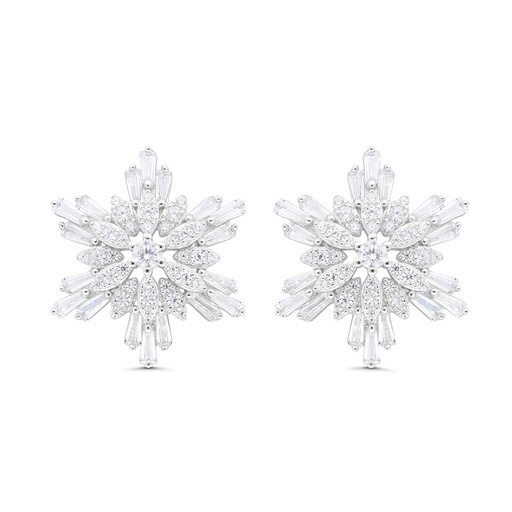 [EAR01WCZ00000C084] Sterling Silver 925 Earring Rhodium Plated Embedded With White CZ