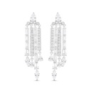 Sterling Silver 925 Earring Rhodium Plated Embedded With White CZ