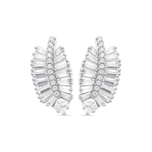 [EAR01WCZ00000C099] Sterling Silver 925 Earring Rhodium Plated Embedded With White CZ